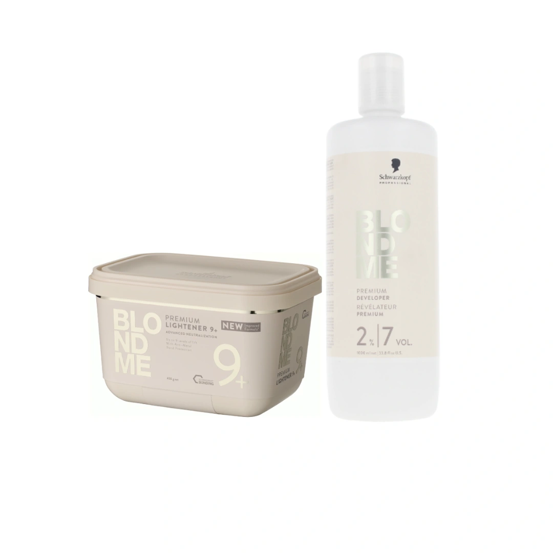 Schwarzkopf Professional BlondMe Bond Enforcing prémium szőkítőpor 9+ 450g ÚJ! + Schwarzkopf Professional BlondMe Premium Formula 2% 1000ml főképe